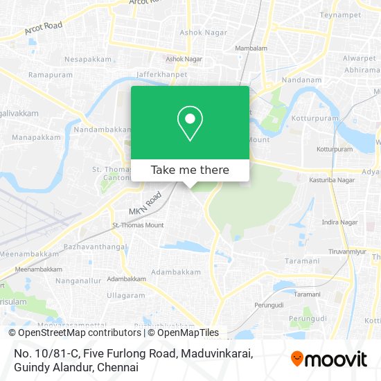 No. 10 / 81-C, Five Furlong Road, Maduvinkarai, Guindy Alandur map