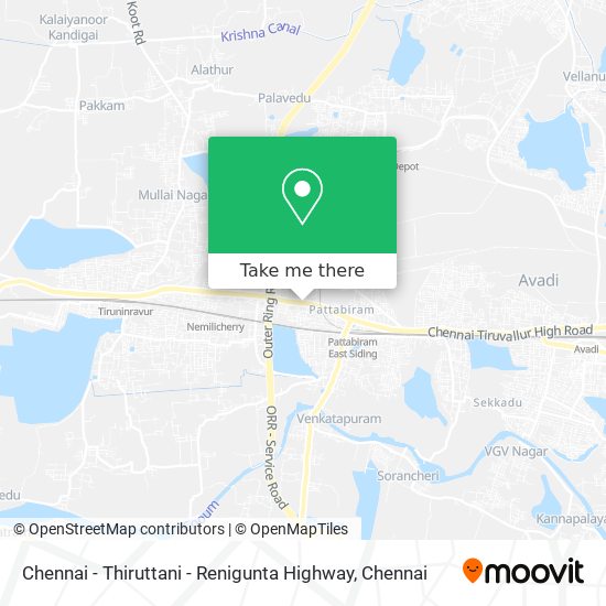 Chennai - Thiruttani - Renigunta Highway map