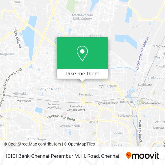 ICICI Bank-Chennai-Perambur M. H. Road map
