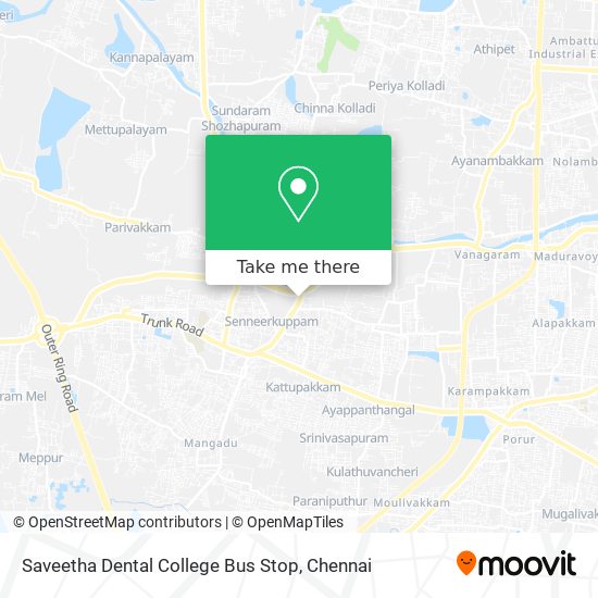 Saveetha Dental College Bus Stop map