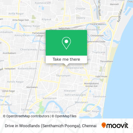 Drive in Woodlands (Senthamizh Poonga) map
