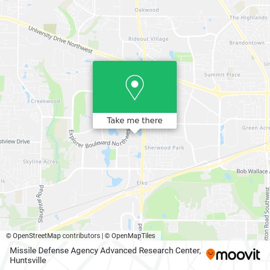 Missile Defense Agency Advanced Research Center map