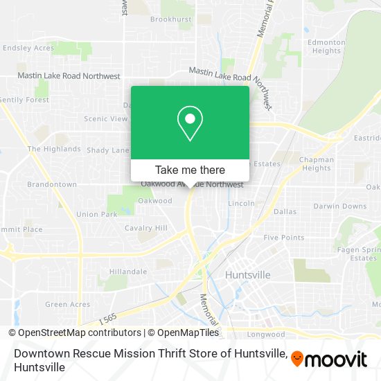 Mapa de Downtown Rescue Mission Thrift Store of Huntsville