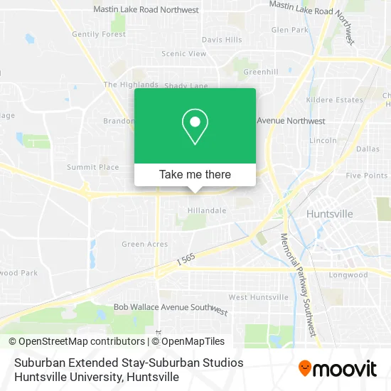 Suburban Extended Stay-Suburban Studios Huntsville University map