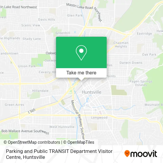 Parking and Public TRANSIT Department Visitor Centre map