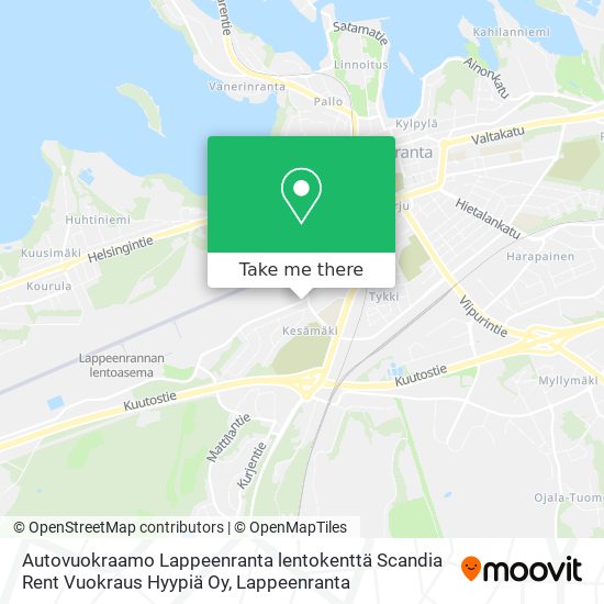 Autovuokraamo Lappeenranta lentokenttä Scandia Rent Vuokraus Hyypiä Oy map