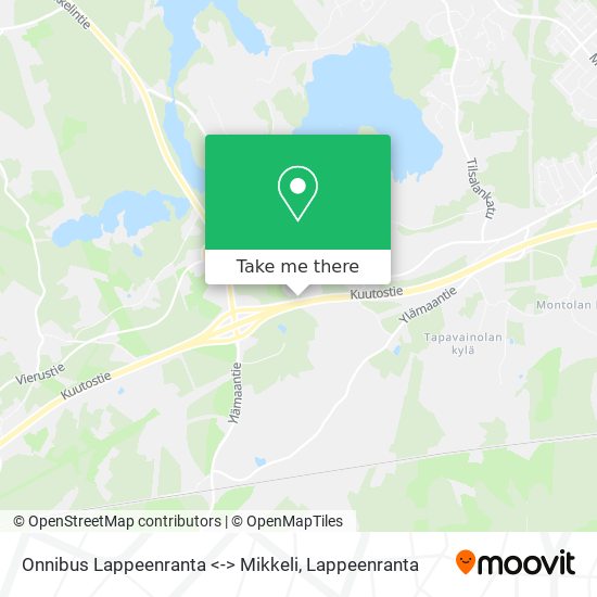 Onnibus Lappeenranta <-> Mikkeli map