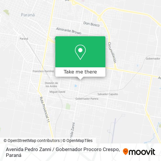 Avenida Pedro Zanni / Gobernador Procoro Crespo map