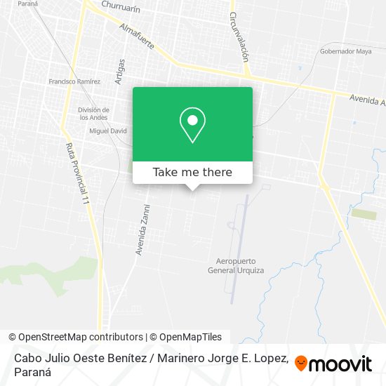 Mapa de Cabo Julio Oeste Benítez / Marinero Jorge E. Lopez