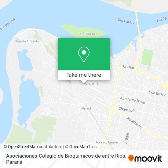 Asociaciones-Colegio de Bioquimicos de entre Rios map