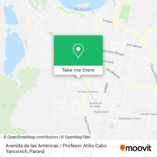 Mapa de Avenida de las Américas / Profesor Atilio Cabo Yancovich