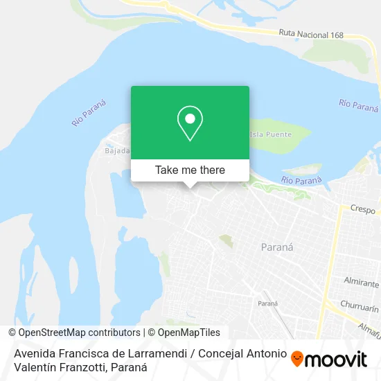 Mapa de Avenida Francisca de Larramendi / Concejal Antonio Valentín Franzotti