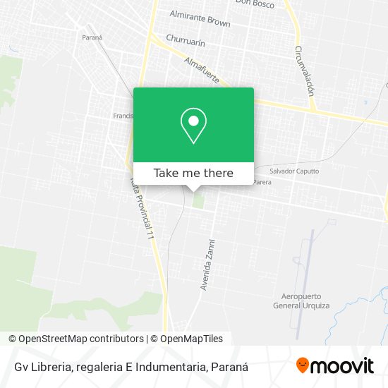 Mapa de Gv Libreria, regaleria E Indumentaria