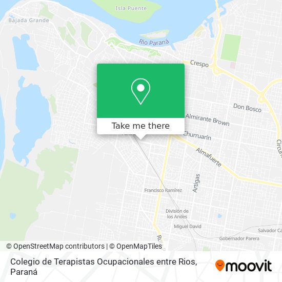 Mapa de Colegio de Terapistas Ocupacionales entre Rios