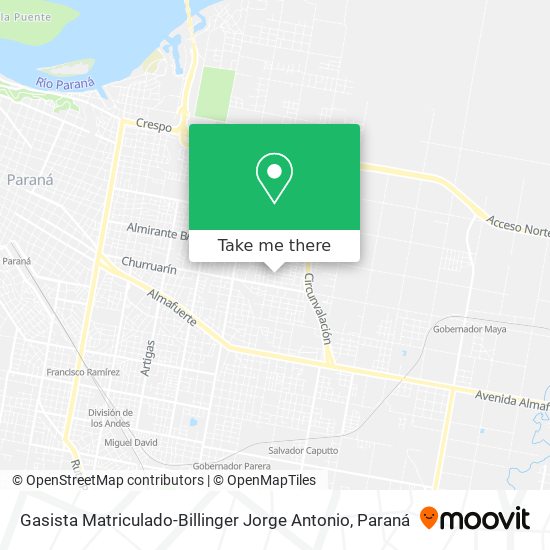 Mapa de Gasista Matriculado-Billinger Jorge Antonio