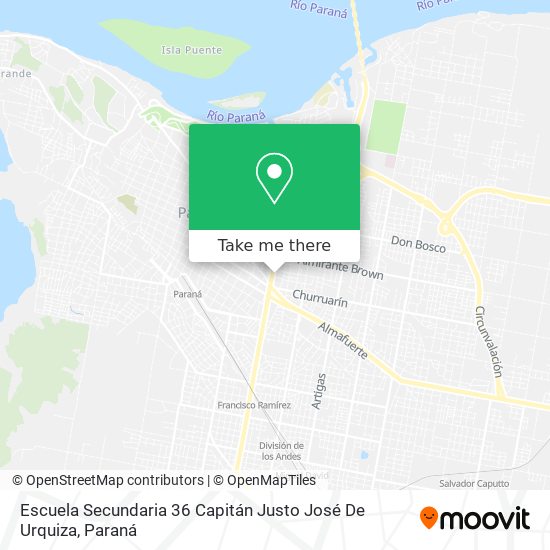 Mapa de Escuela Secundaria 36 Capitán Justo José De Urquiza