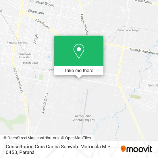 Mapa de Consultorios Cms Carina Schwab. Matrícula M.P 0450