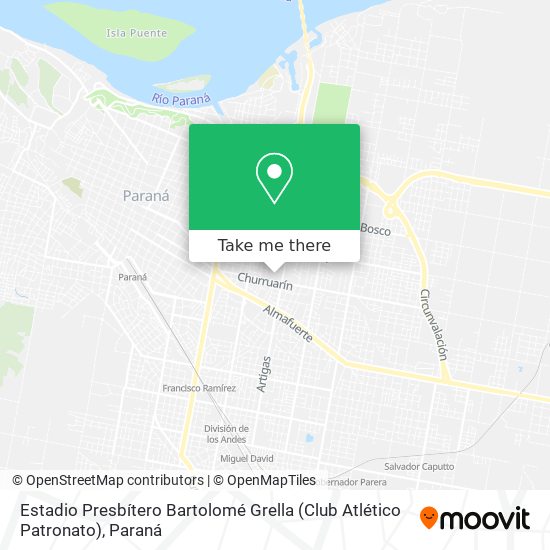 How to get to Estadio Presbítero Bartolomé Grella (Club Atlético Patronato)  in Paraná by Bus?