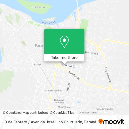 Mapa de 3 de Febrero / Avenida José Lino Churruarin