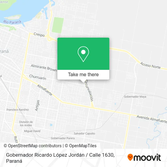 Mapa de Gobernador Ricardo López Jordán / Calle 1630