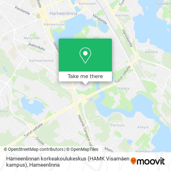 Hämeenlinnan korkeakoulukeskus (HAMK Visamäen kampus) map
