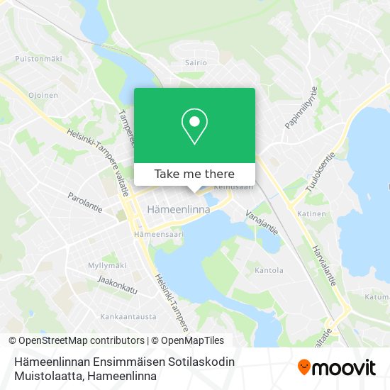 Hämeenlinnan Ensimmäisen Sotilaskodin Muistolaatta map