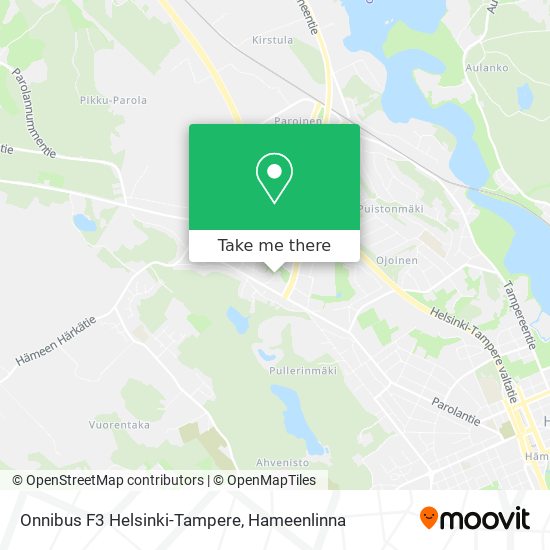 Onnibus F3 Helsinki-Tampere map