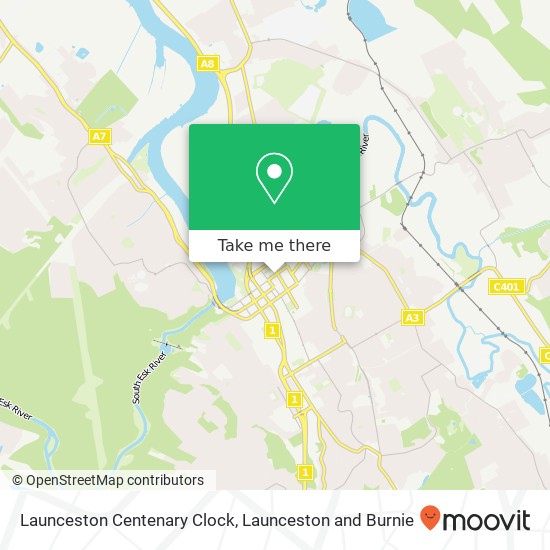 Launceston Centenary Clock map