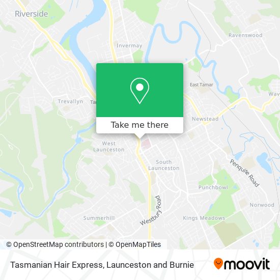 Mapa Tasmanian Hair Express