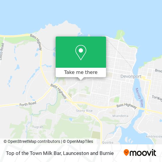 Top of the Town Milk Bar map