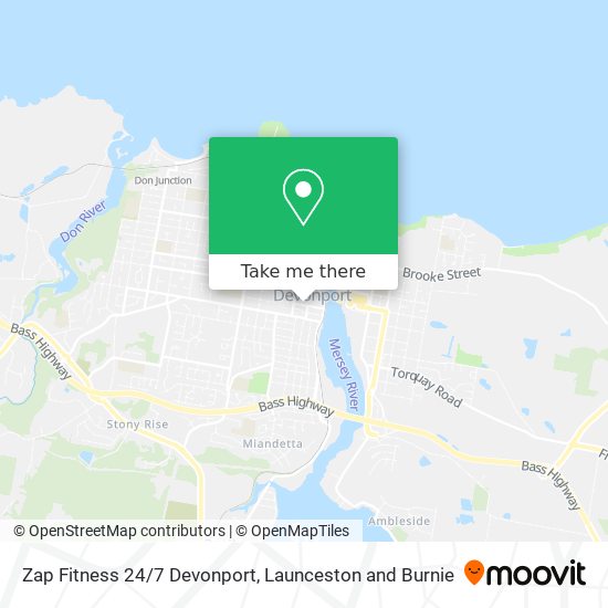 Mapa Zap Fitness 24/7 Devonport