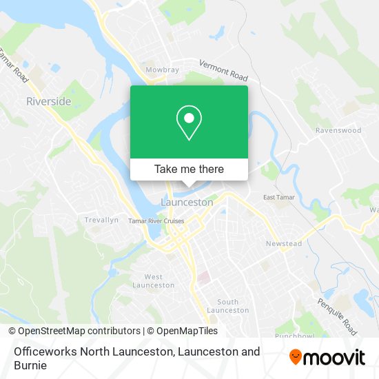 Mapa Officeworks North Launceston