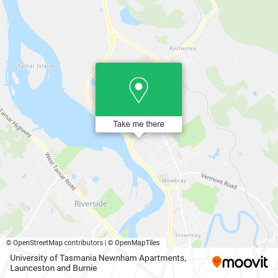 Mapa University of Tasmania Newnham Apartments