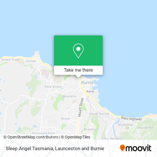 Mapa Sleep Angel Tasmania