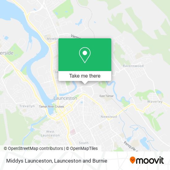 Middys Launceston map