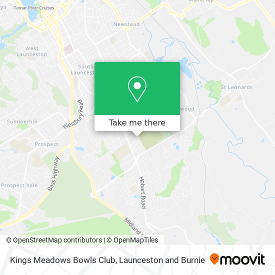 Mapa Kings Meadows Bowls Club