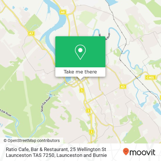 Ratio Cafe, Bar & Restaurant, 25 Wellington St Launceston TAS 7250 map