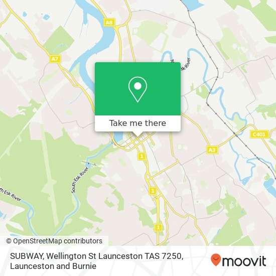 SUBWAY, Wellington St Launceston TAS 7250 map