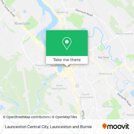 Mapa Launceston Central City