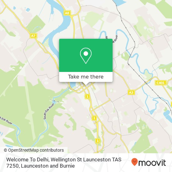 Welcome To Delhi, Wellington St Launceston TAS 7250 map