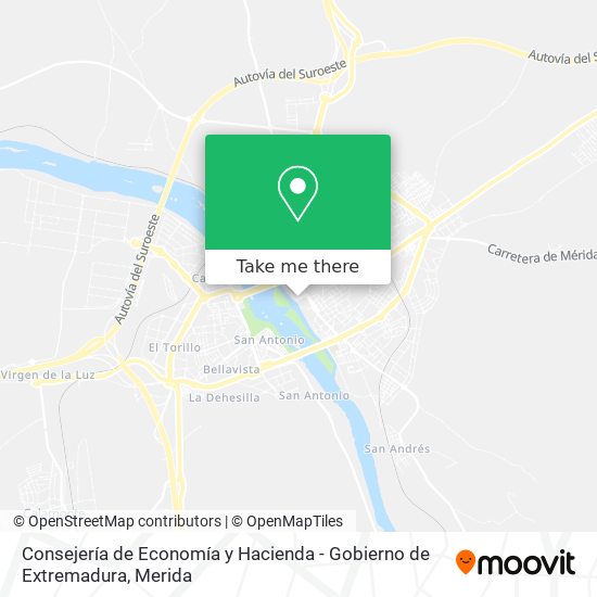 Consejería de Economía y Hacienda - Gobierno de Extremadura map
