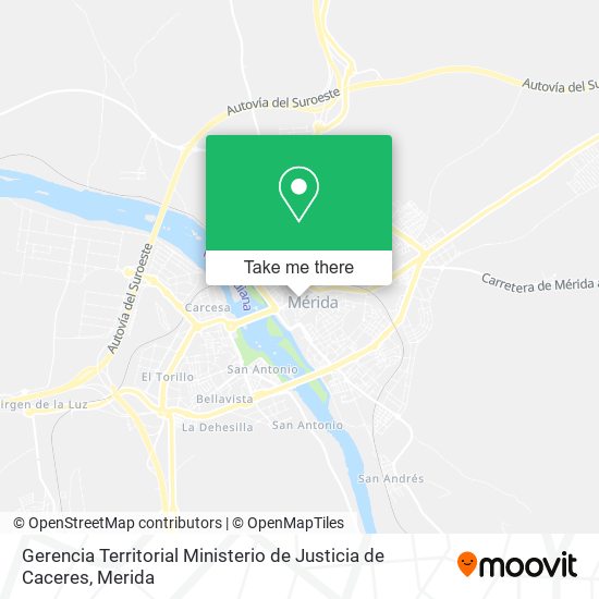 Gerencia Territorial Ministerio de Justicia de Caceres map