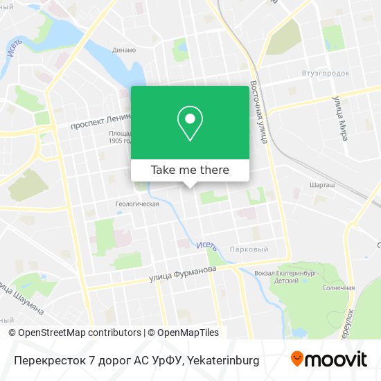 Перекресток 7 дорог АС УрФУ map