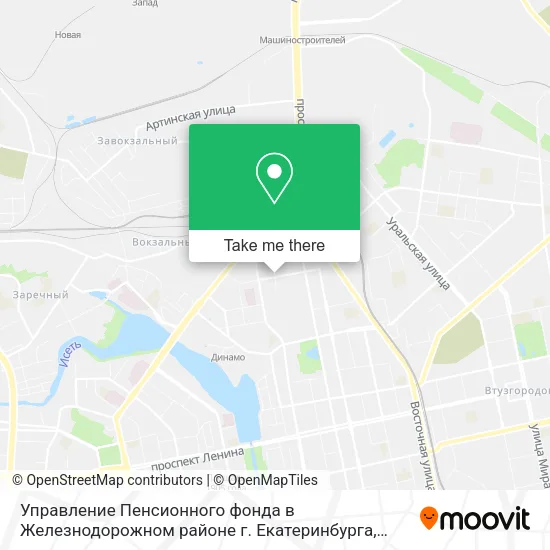 Управление Пенсионного фонда в Железнодорожном районе г. Екатеринбурга map