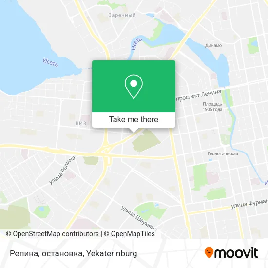 Репина, остановка map