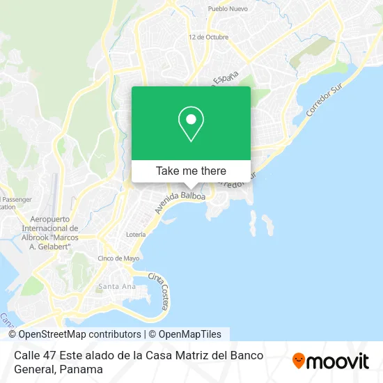 Calle 47 Este alado de la Casa Matriz del Banco General map