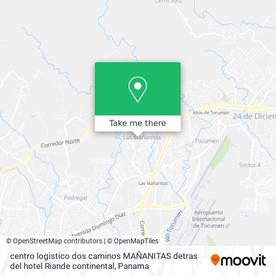 centro logistico dos caminos MAÑANITAS detras del hotel Riande continental map