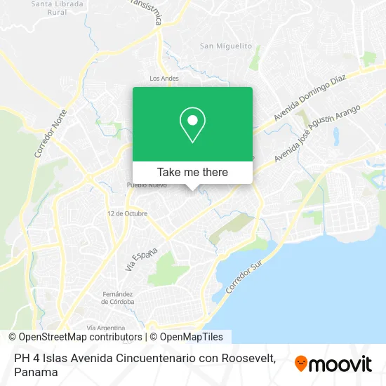 Mapa de PH 4 Islas Avenida Cincuentenario con Roosevelt