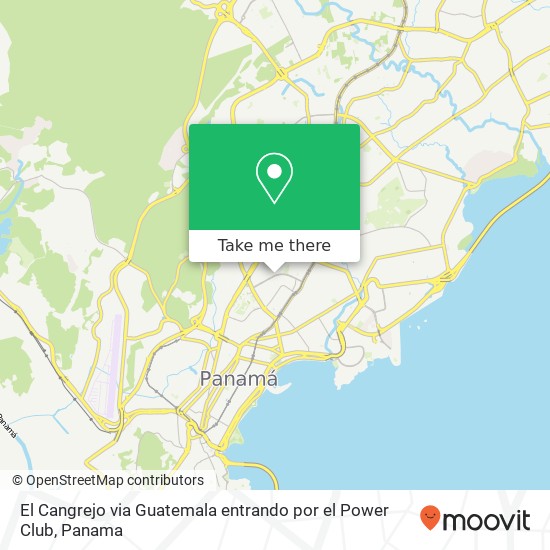 El Cangrejo  via Guatemala  entrando por el Power Club map