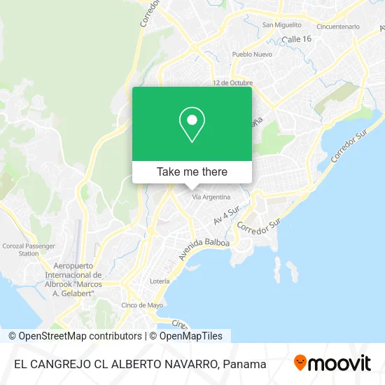Mapa de EL CANGREJO  CL ALBERTO NAVARRO